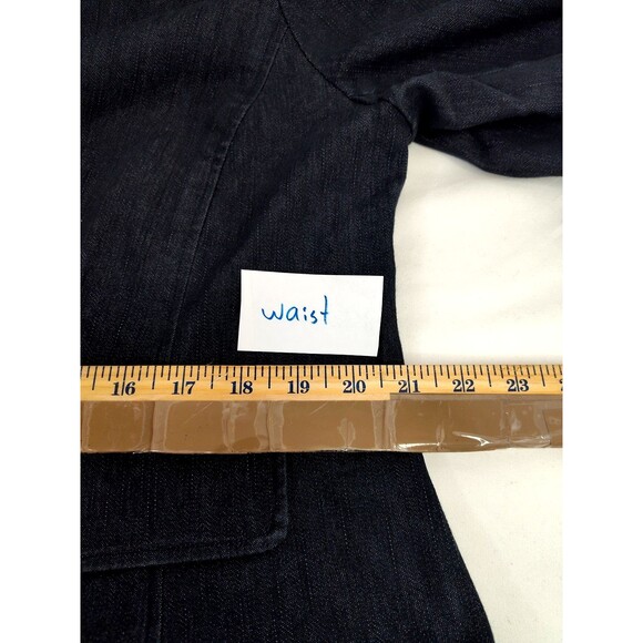 Venezia Womens 16 Black Denim Jacket Button-Up Collared Classic Retro Vintage - Picture 5 of 8